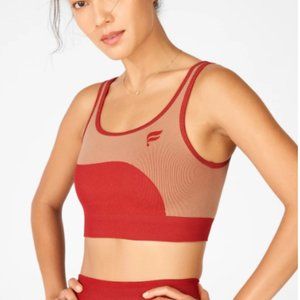 Fabletics Women's Small Sports Bra and Athletic Shorts Set Haute Red/Maplewood